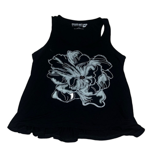 Selena Gomez Black and silver Sleeveless Tank Top with floral design y2k